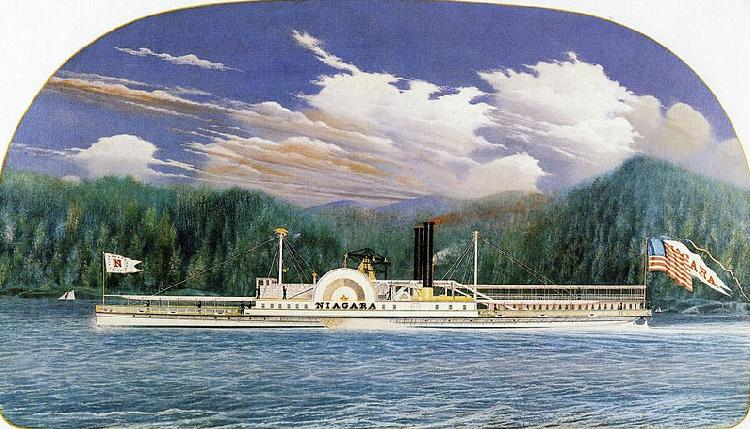 James Bard Niagara, Hudson River steamboat built 1845 France oil painting art